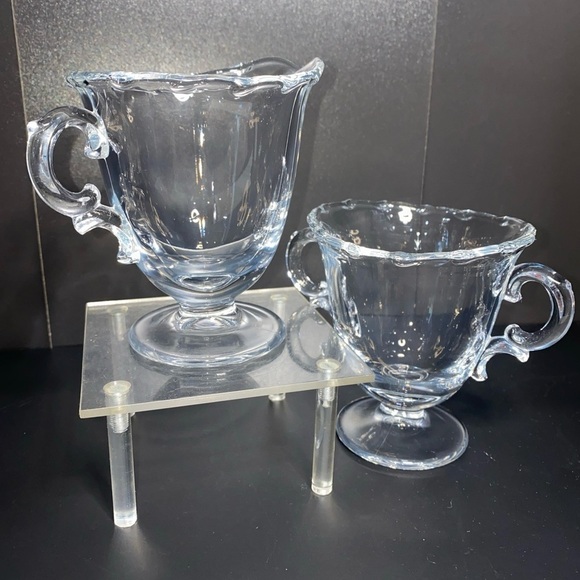 Vintage Fostoria Glass Cream & Sugar Bowl Set - Picture 1 of 7